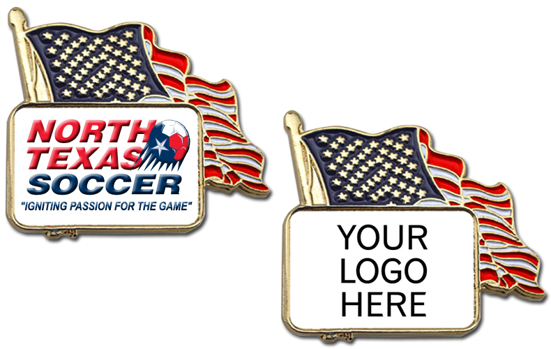 Stock U.S.A. Flag Lapel Pins with Custom Logo